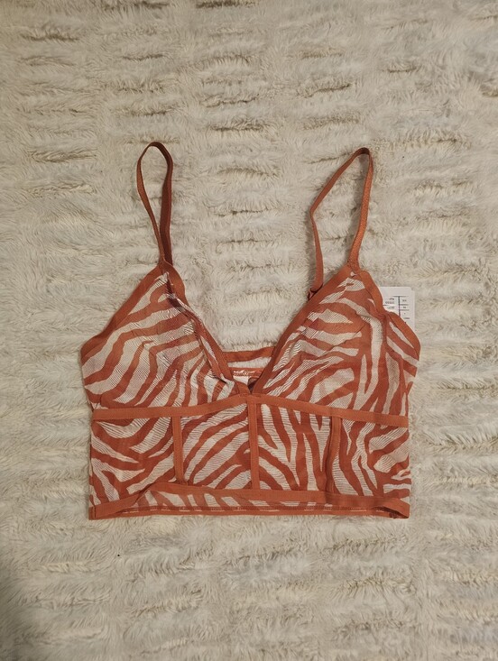 Auden Other - Auden Orange Zebra Print Mesh Bralette Small